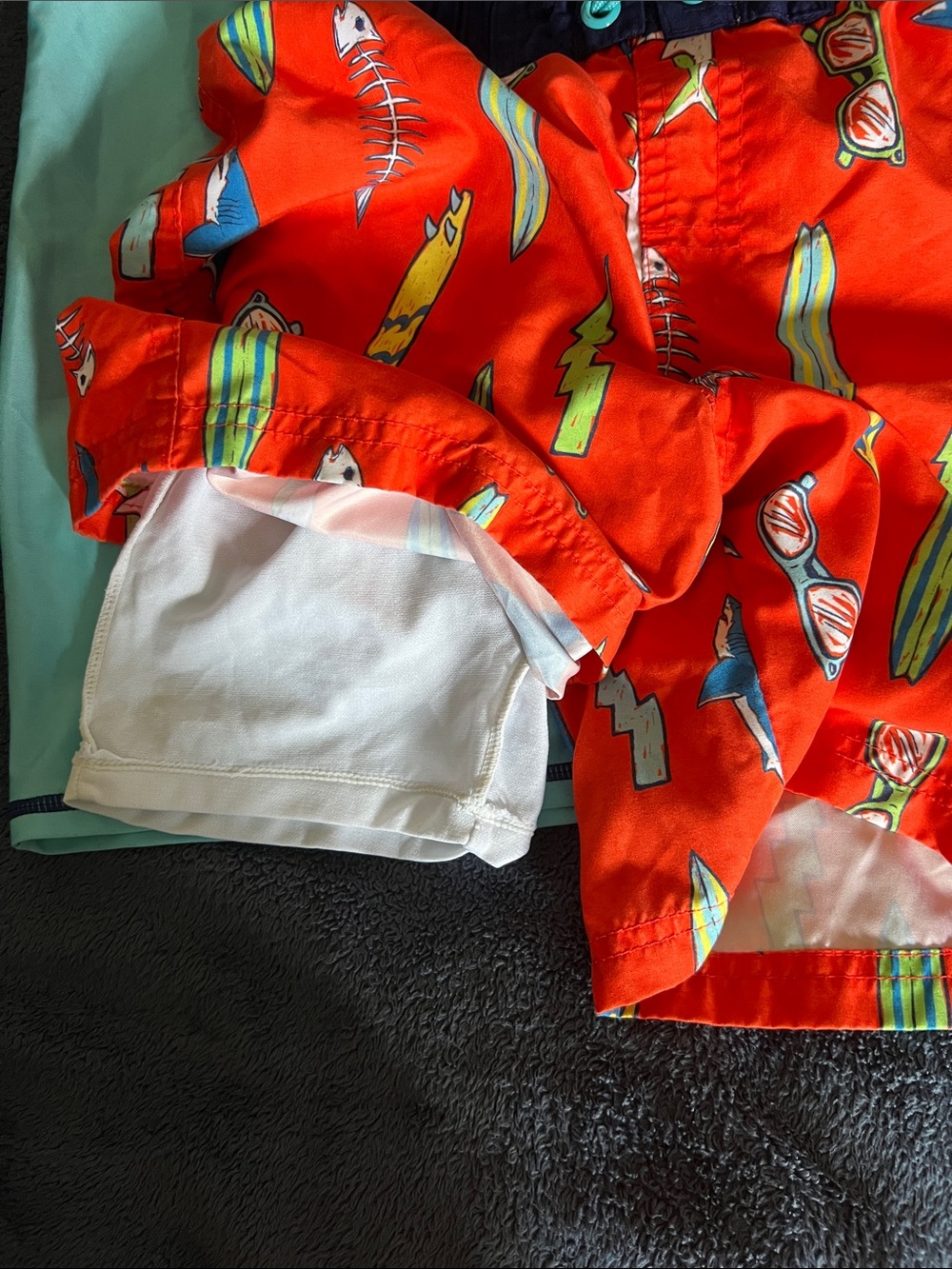 Boys Rash Guard & Swimsuit Set - Light Blue Top & Orange Shark Shorts size 7/8 - Picture 7 of 7